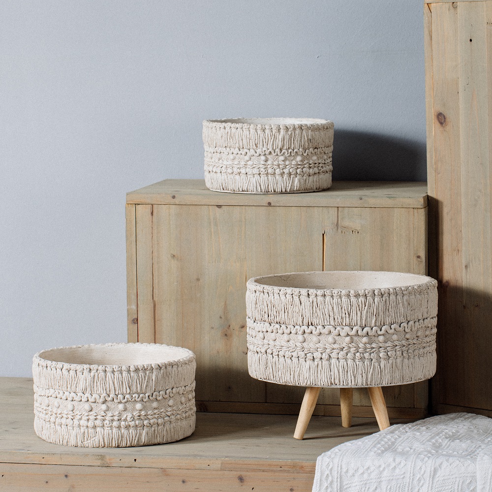 Nordic style home decor succulent flower pots cheap cylinder shape garden cement plant flower pot