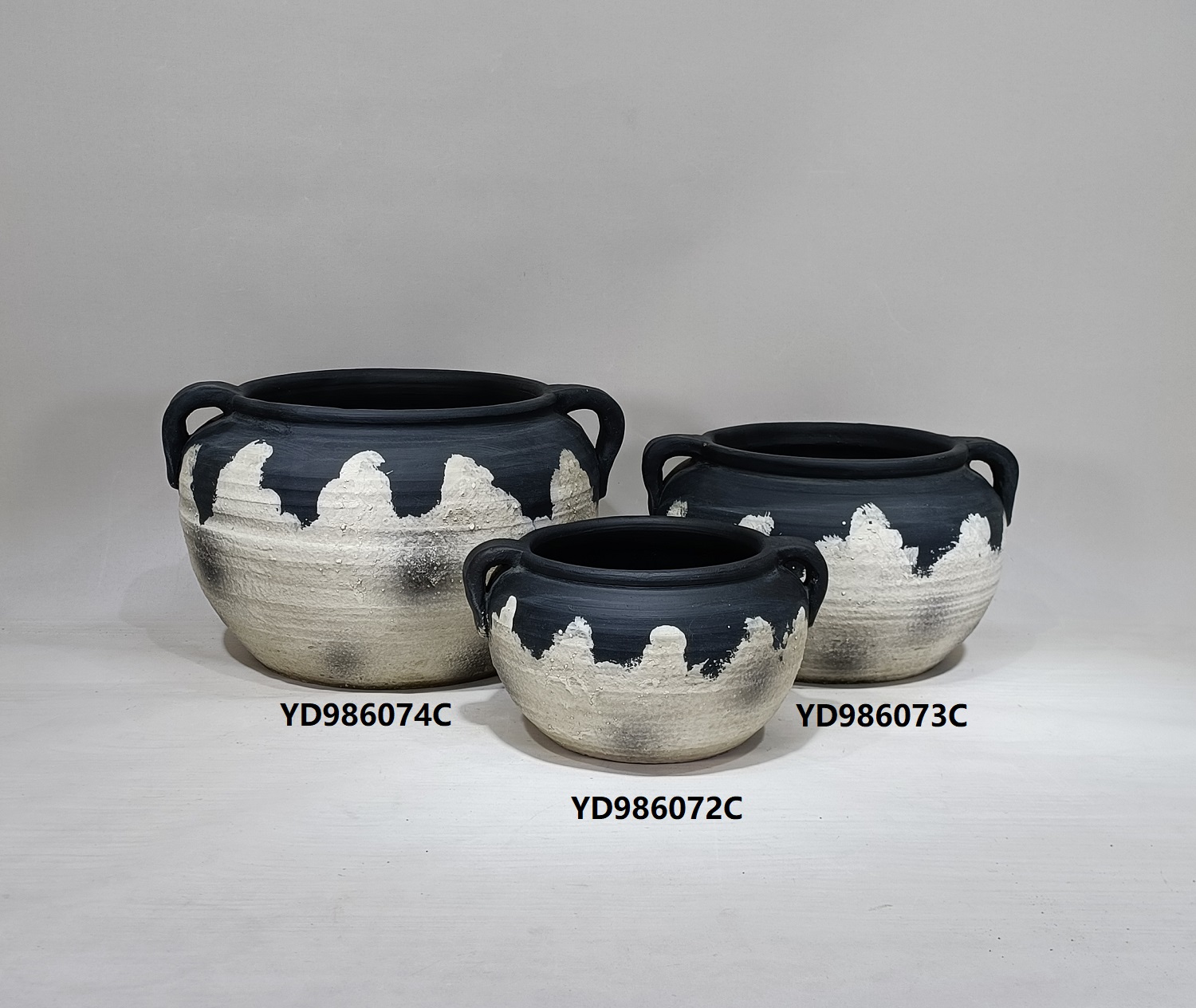garden decoration cement plant pots Matte Succulent Planters Decorative Flower Pot with Double Handles