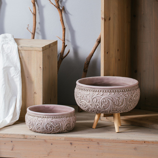 Retro style embossed concrete pots Vintage home decoration cement flower pots & planters