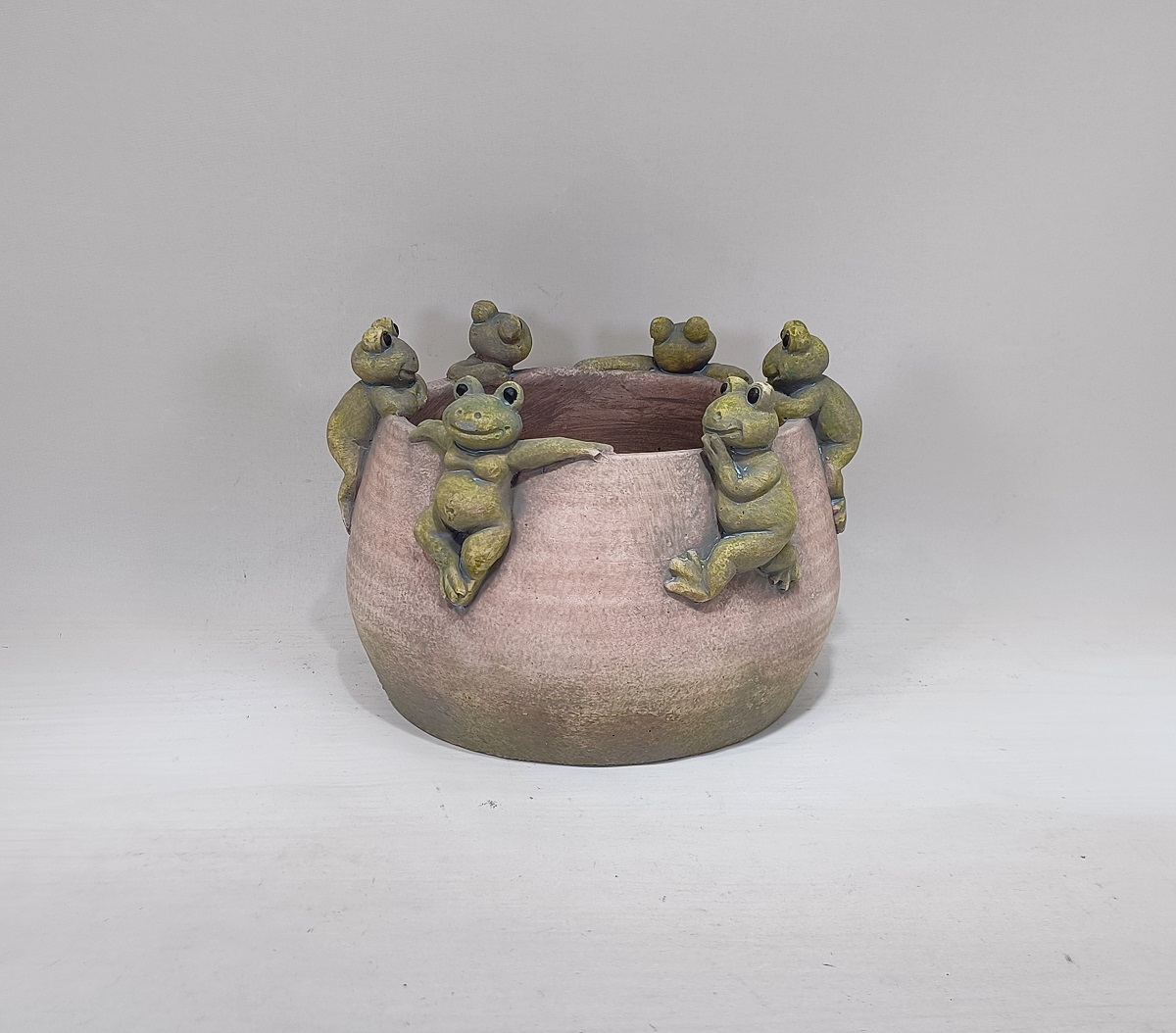 Frog embossed design succulent plants pot cement flower pot for decoration