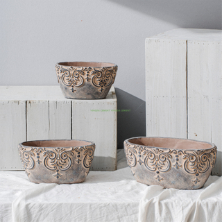 Modern Customized Bonsai Pot Hand Crafted Cement Garden Succulent Flower Pots