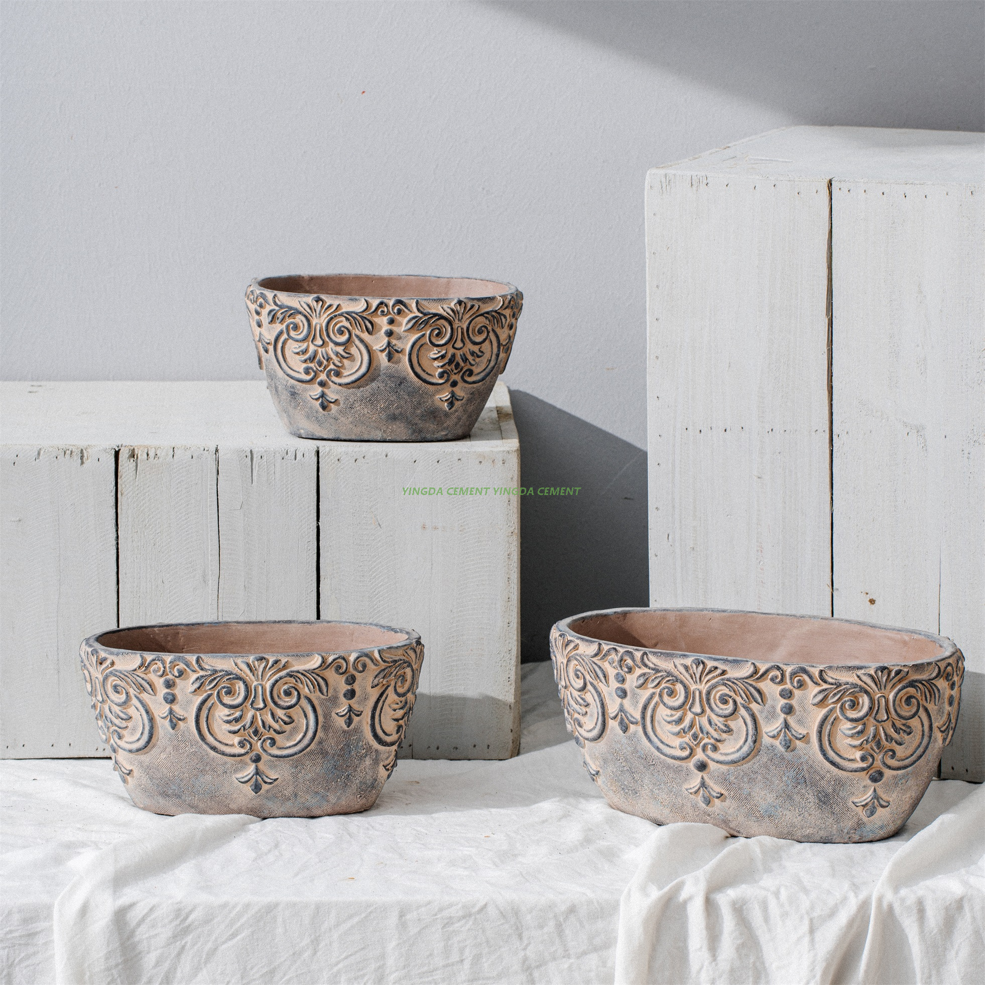 Modern Customized Bonsai Pot Hand Crafted Cement Garden Succulent Flower Pots