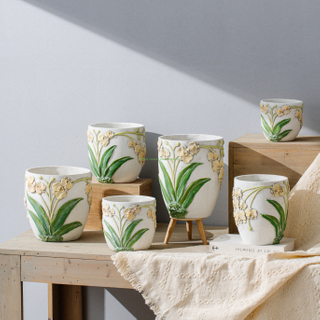 Custom Design Round Wholesale Korean Succulent Classic Design Ins Plant Nordic Modern Planter Style Flower Home Cement Pot