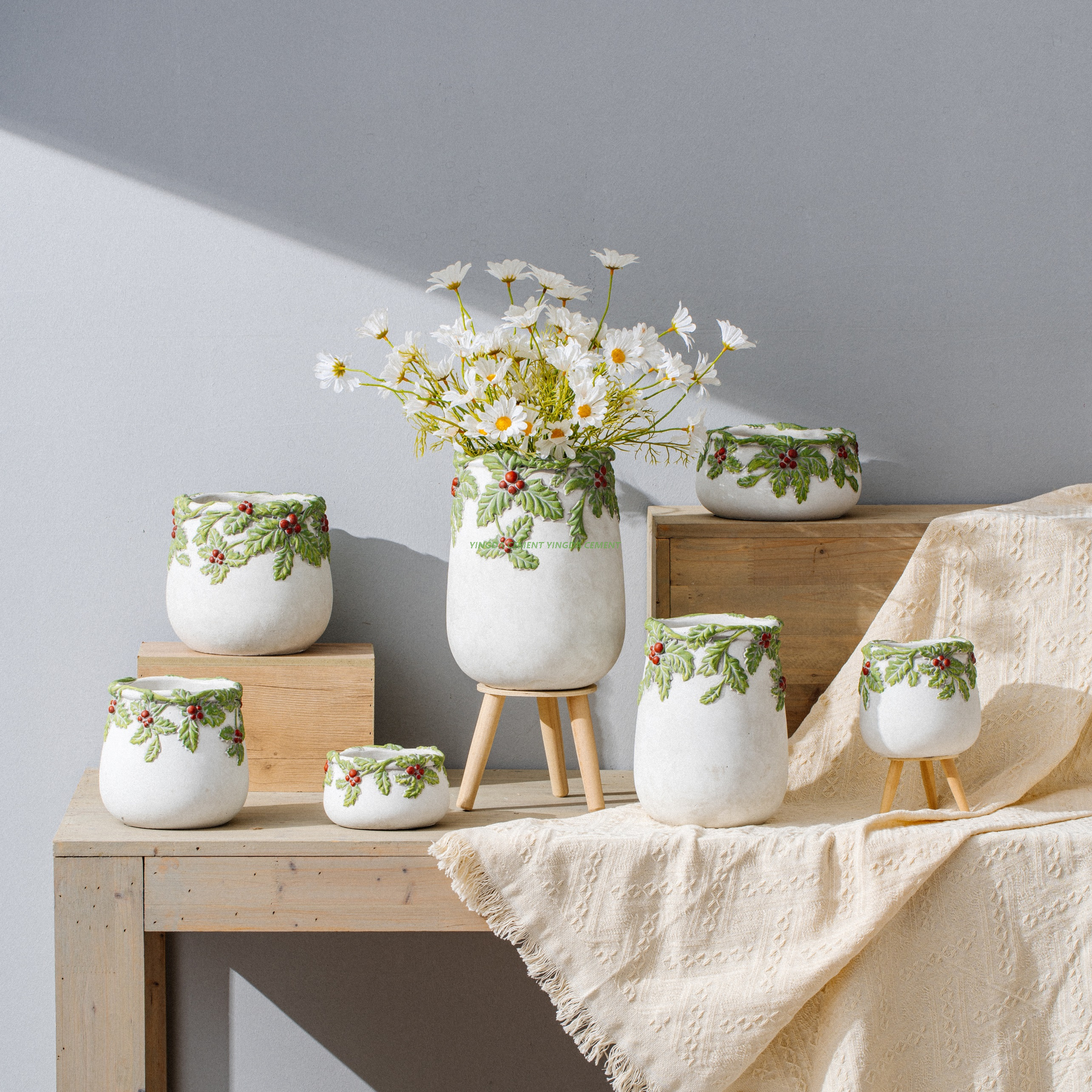  Flower Pots Colorful Indoor Cement Planter for Plants & Flowers