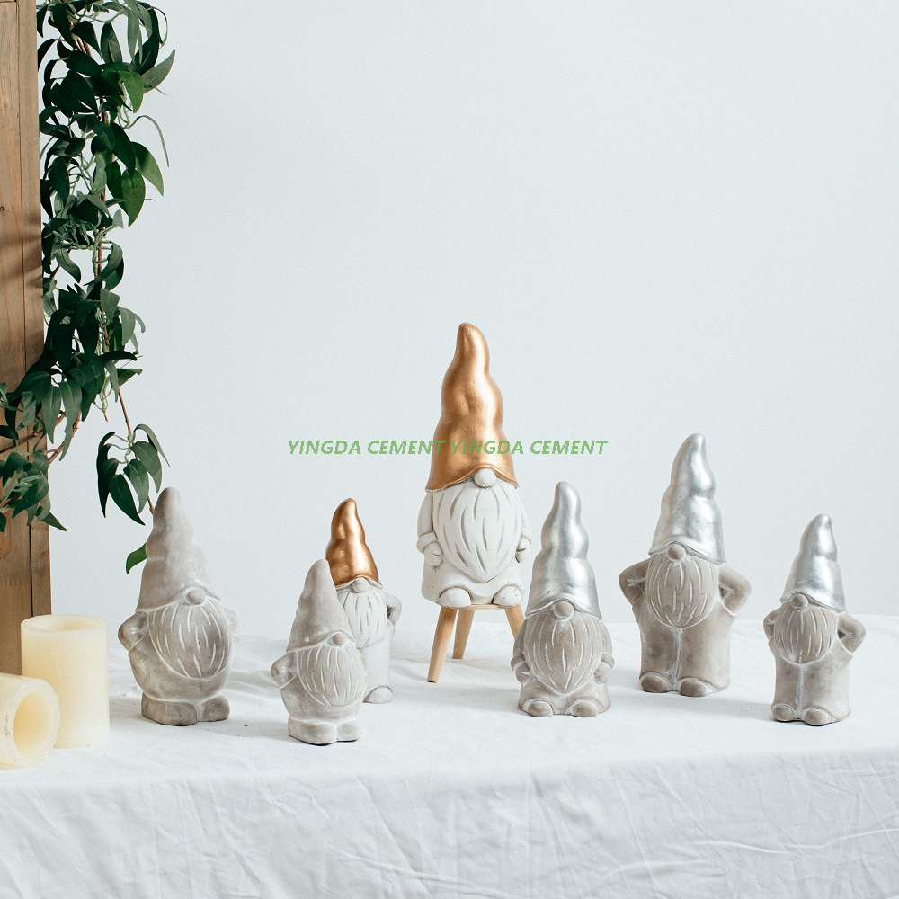 Nordic Style Modern Exquisite Silver Gold Christmas Gift Gnomes Ornament Cute Cement Home Decoration