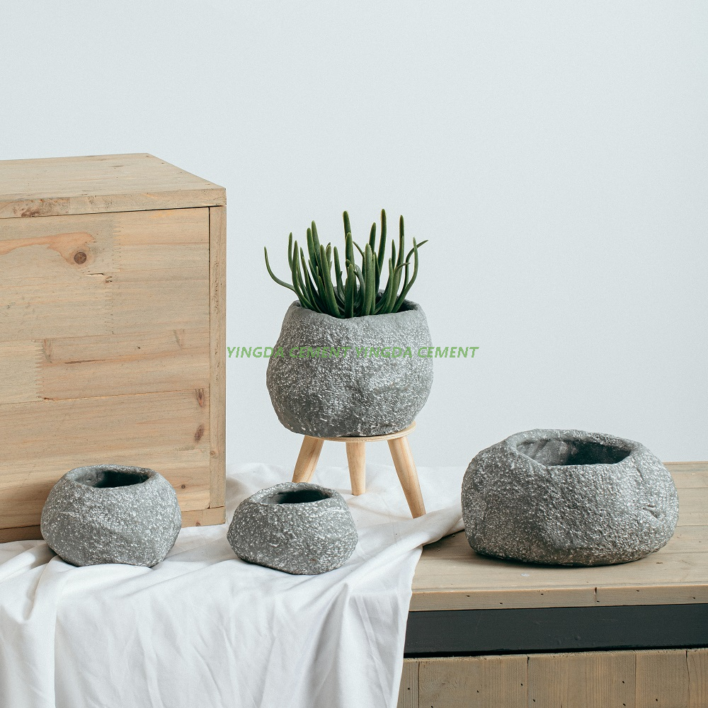 Stone Shape Cement Cactus Pot Home Garden Decoration Flower Plant Pots for Balcony