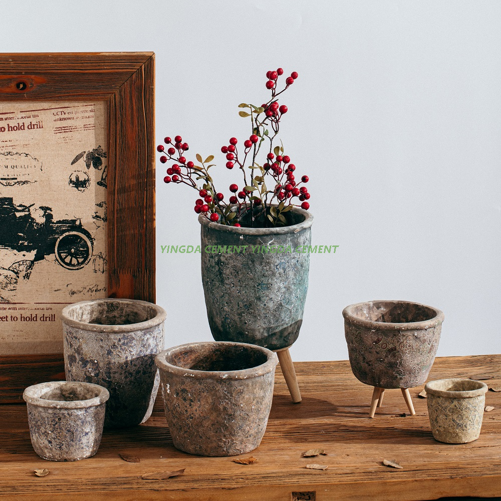 Vintage Style Indoor Outdoor Decorative Cement Succulent Pot Garden Pots Planters