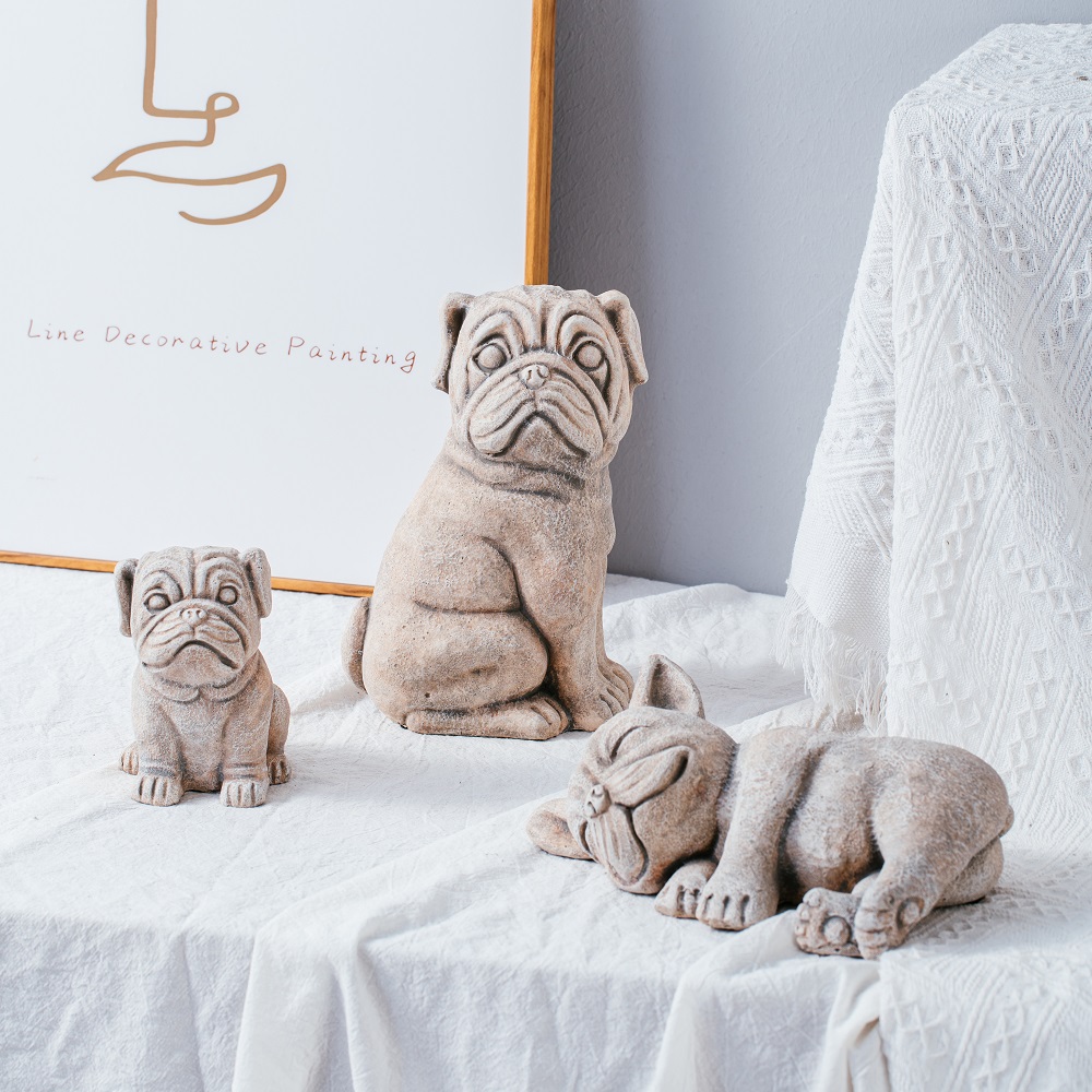 old looking animal shape cement decor ornamentcute dog design cement home decoration 