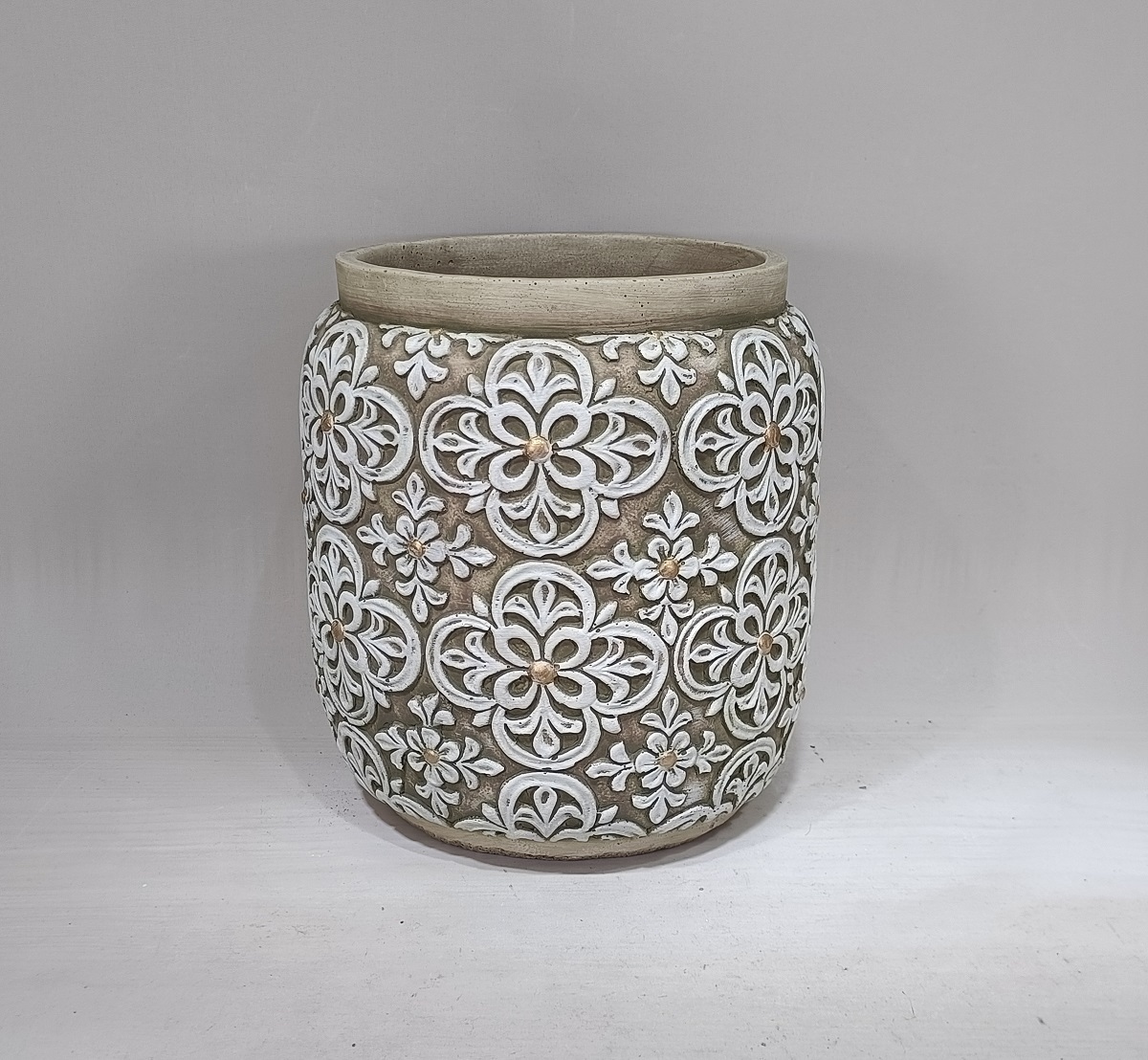 fashionable embossed design concrete pot home garden decor cement flower pots