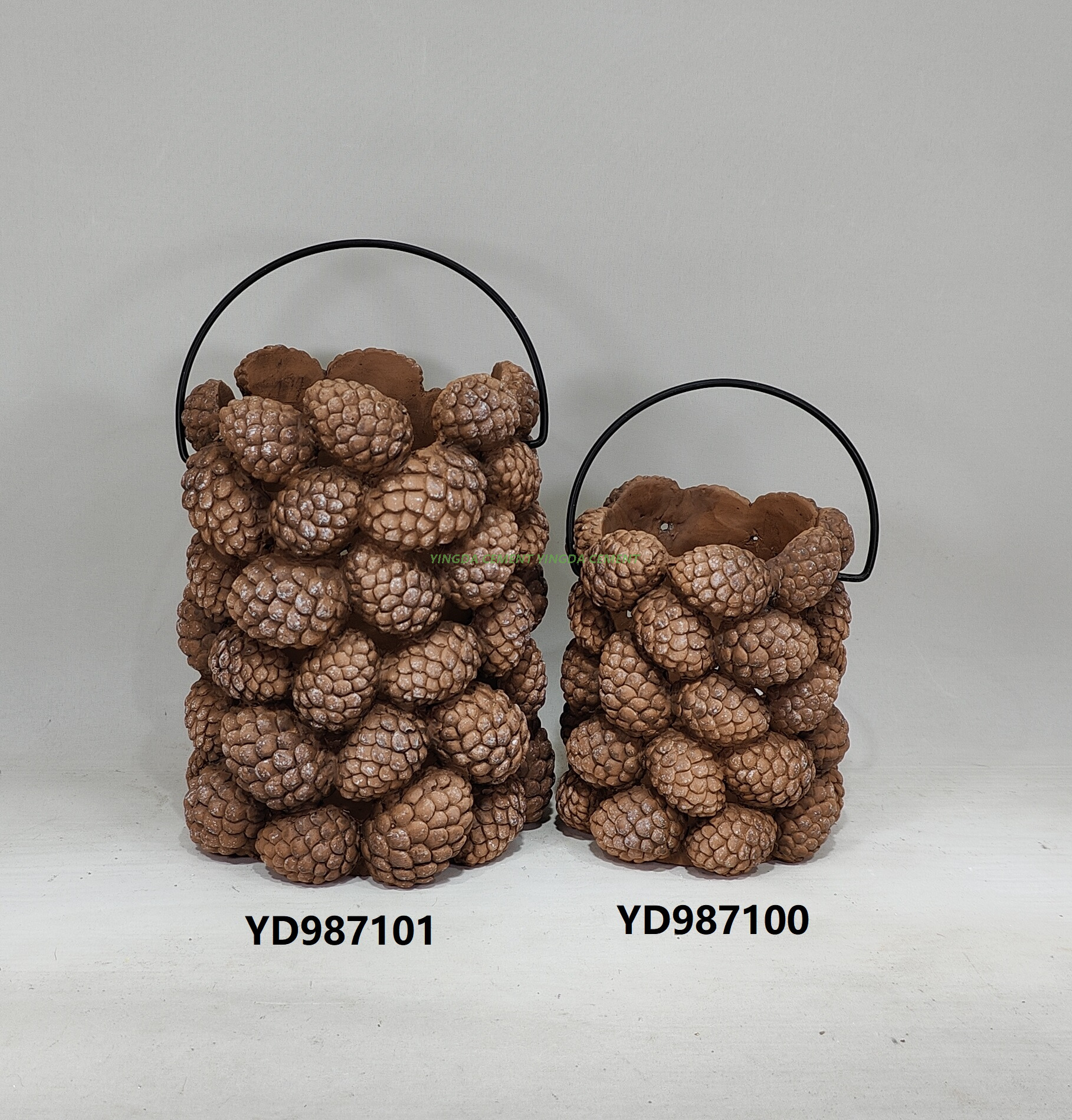  Creative Cement Pine-cone Design Art Sculpture Desktop Porcelain Plant Pot Cement Flower Vase for Home Decoration