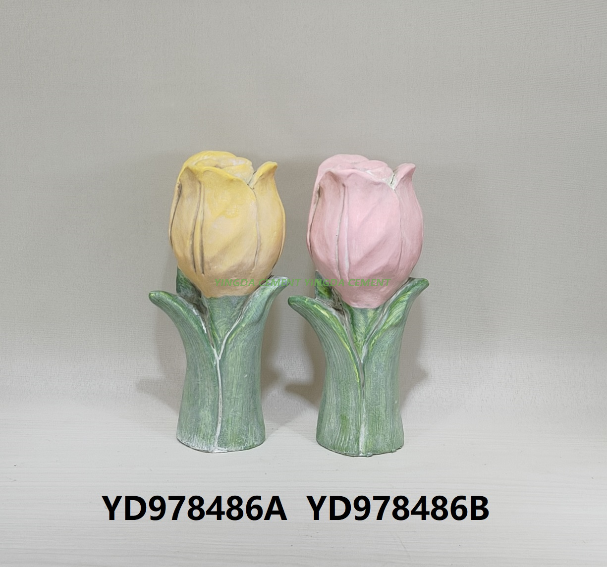 Cement Tulip-shaped Planter Garden Home Decoration Cement Candle Holder
