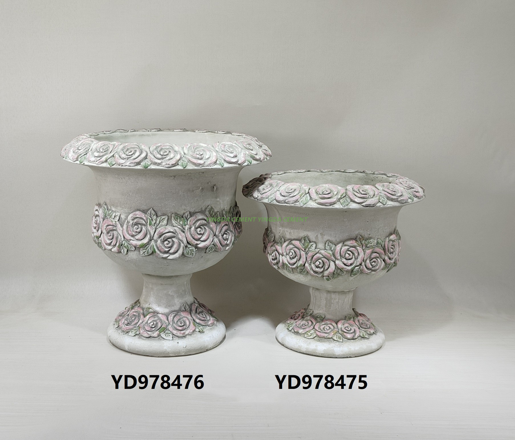 European-Style Cement Flower Pots Outdoor Garden Home Planting Planter Nursery Foam Wrap Powder Coating Vintage Style