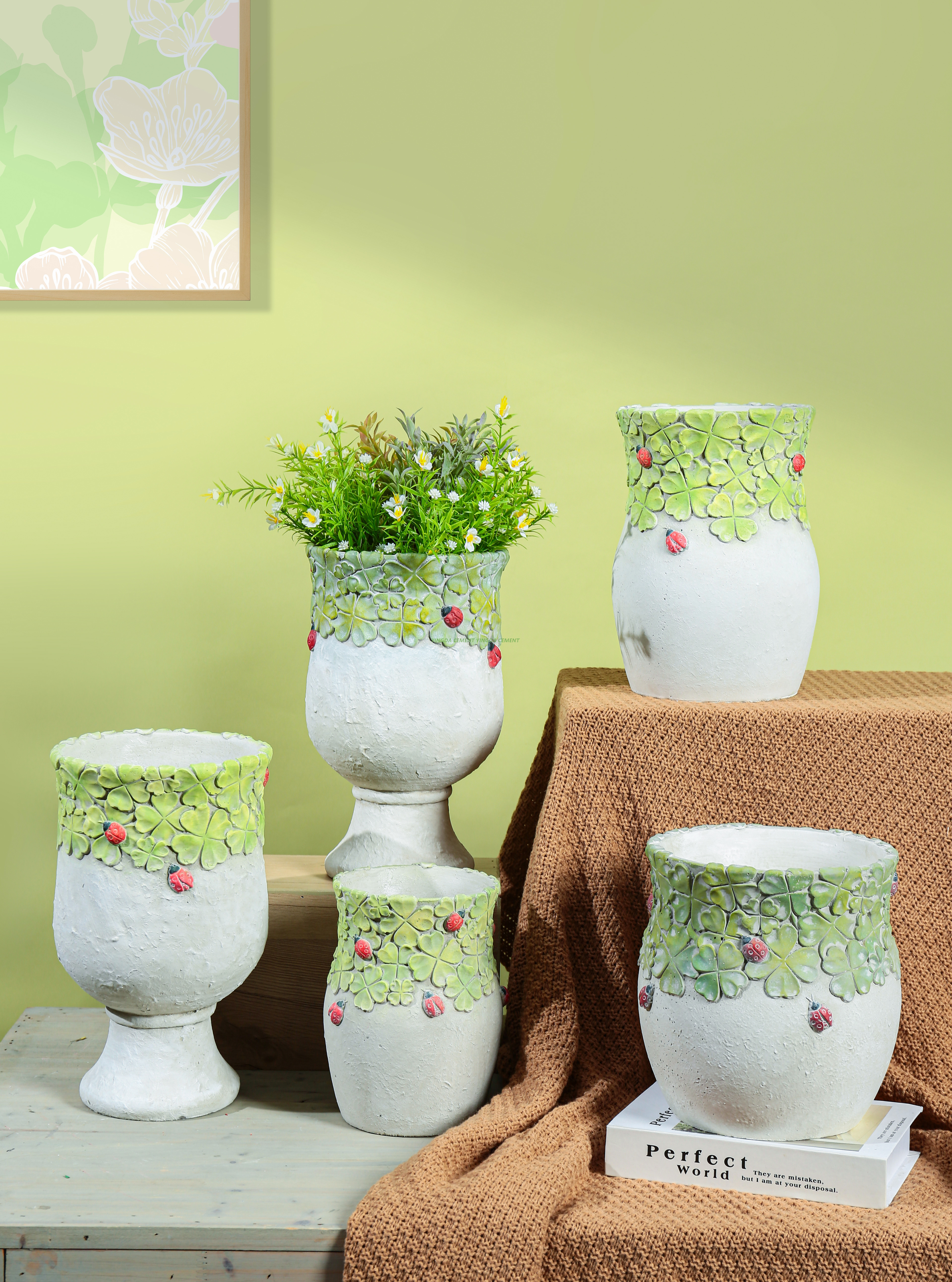 Modern European Style Concrete Flowerpot Ceramic Flower Pot Indoor Decoration Ceramic Planter Flower Pot