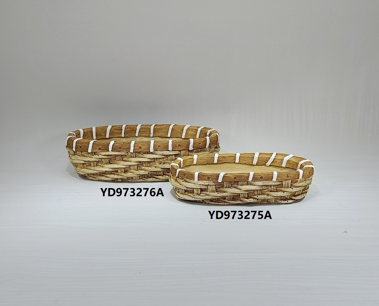 Wholesale retro bamboo woven design home hotel gardenl planter pot cement decoration plate