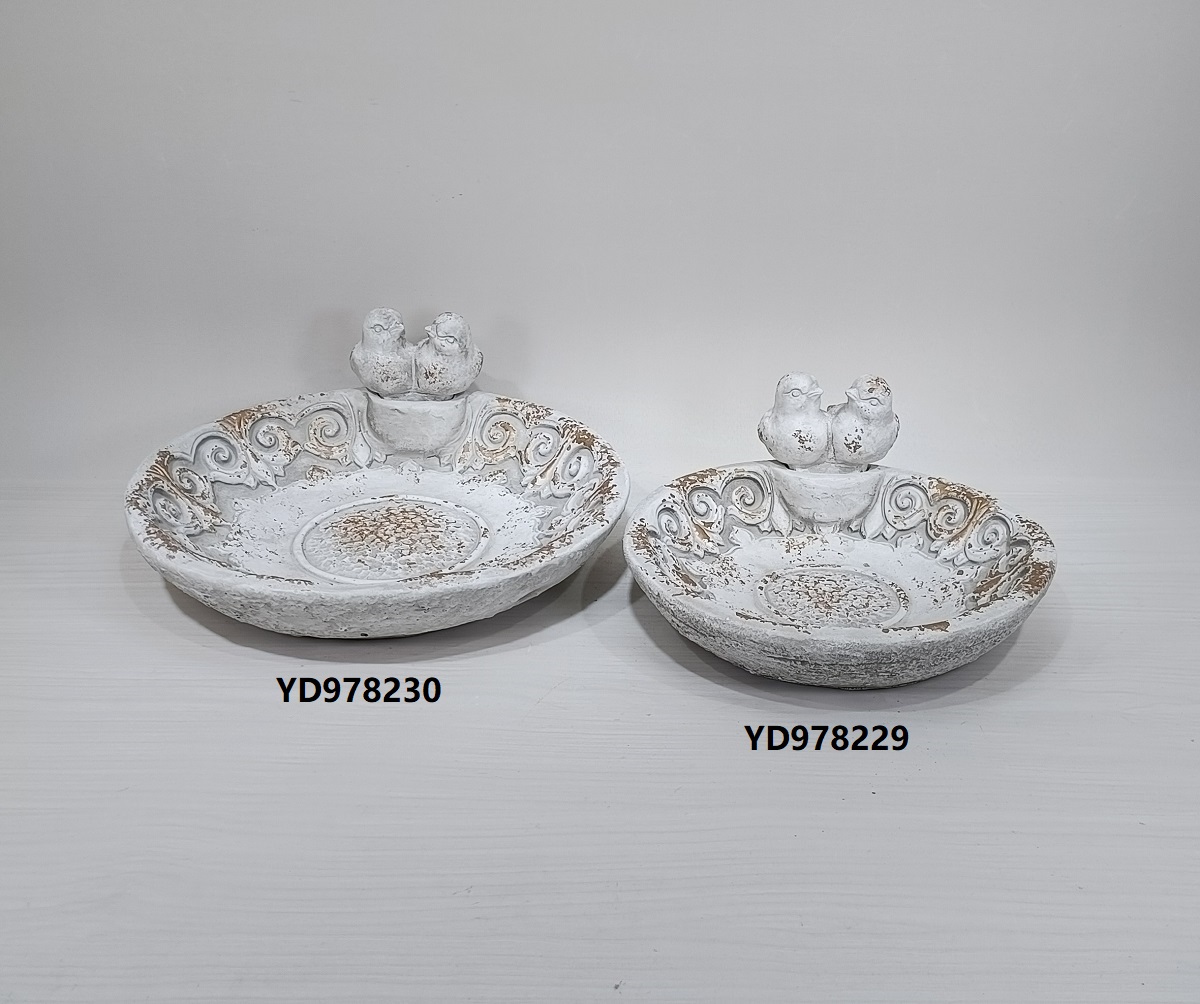 Creative design retro cement plates desktop decoration plate dish with bird decor
