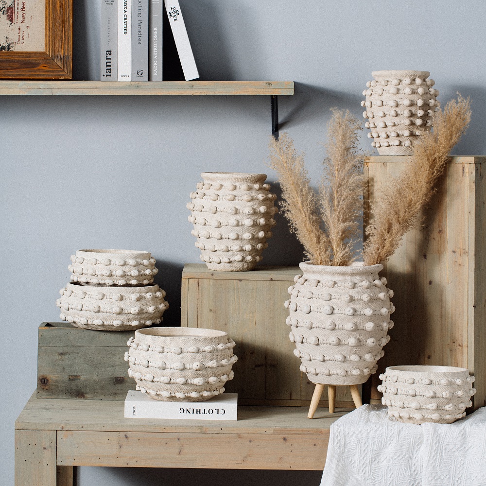 Nordic style cheap bulk matte cement cactus pots white flower pot for wedding decor