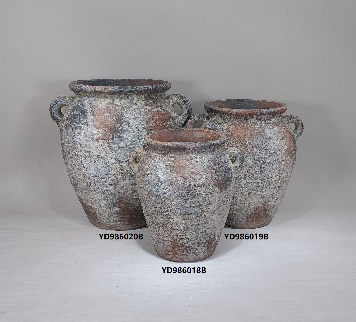 Pastoral decorative farmhouse rustic jar clay terracotta vases cement flower vase for decoration