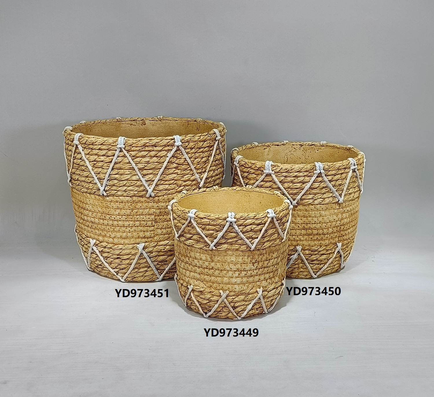 New style bamboo weaving design decoration flower planter pot cheap cement plant pots
