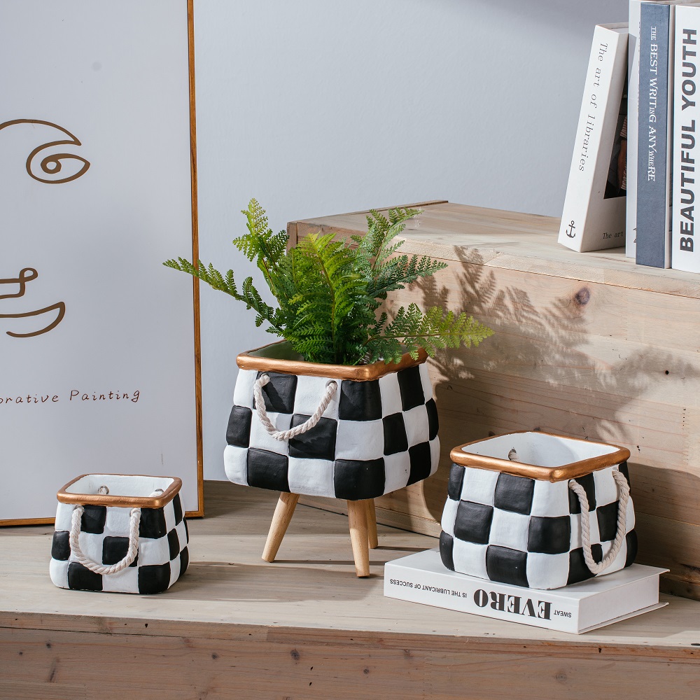 European style pattern garden decoration square pots indoor outdoor cement flower pots