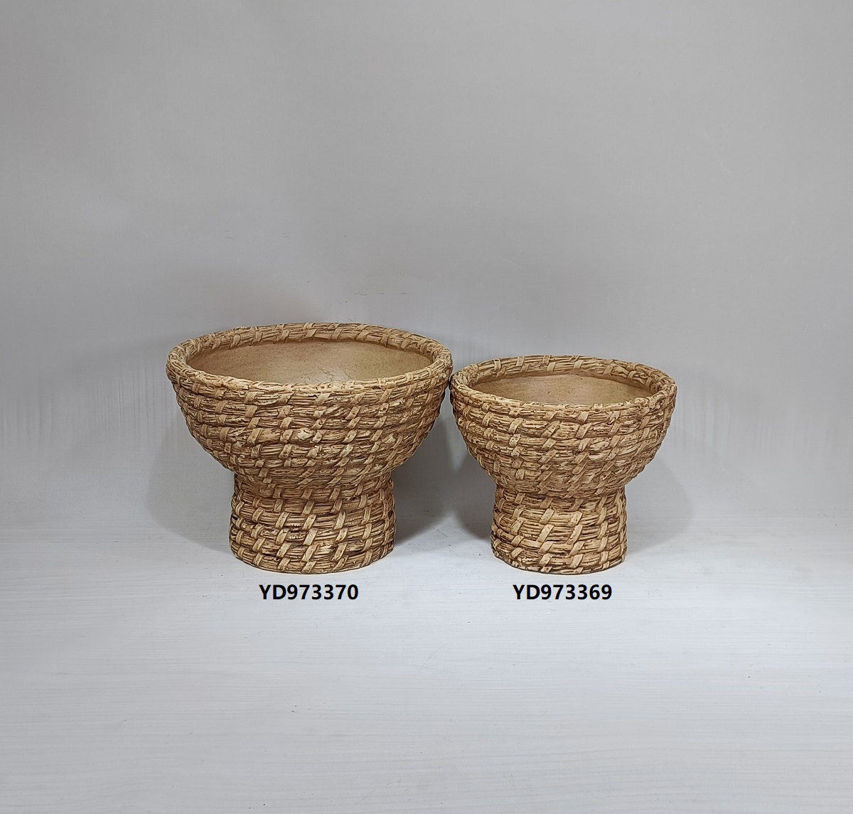 Vintage style bamboo design cement urn pot table top decoration concrete flower pots planters