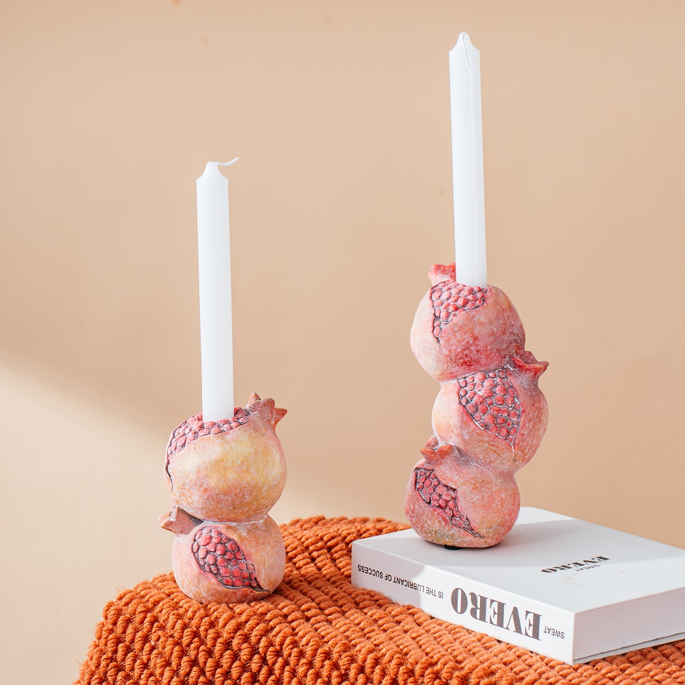  Embossed modern cement candle holder fruits design Pomegranate shape candle holder for gift crafts