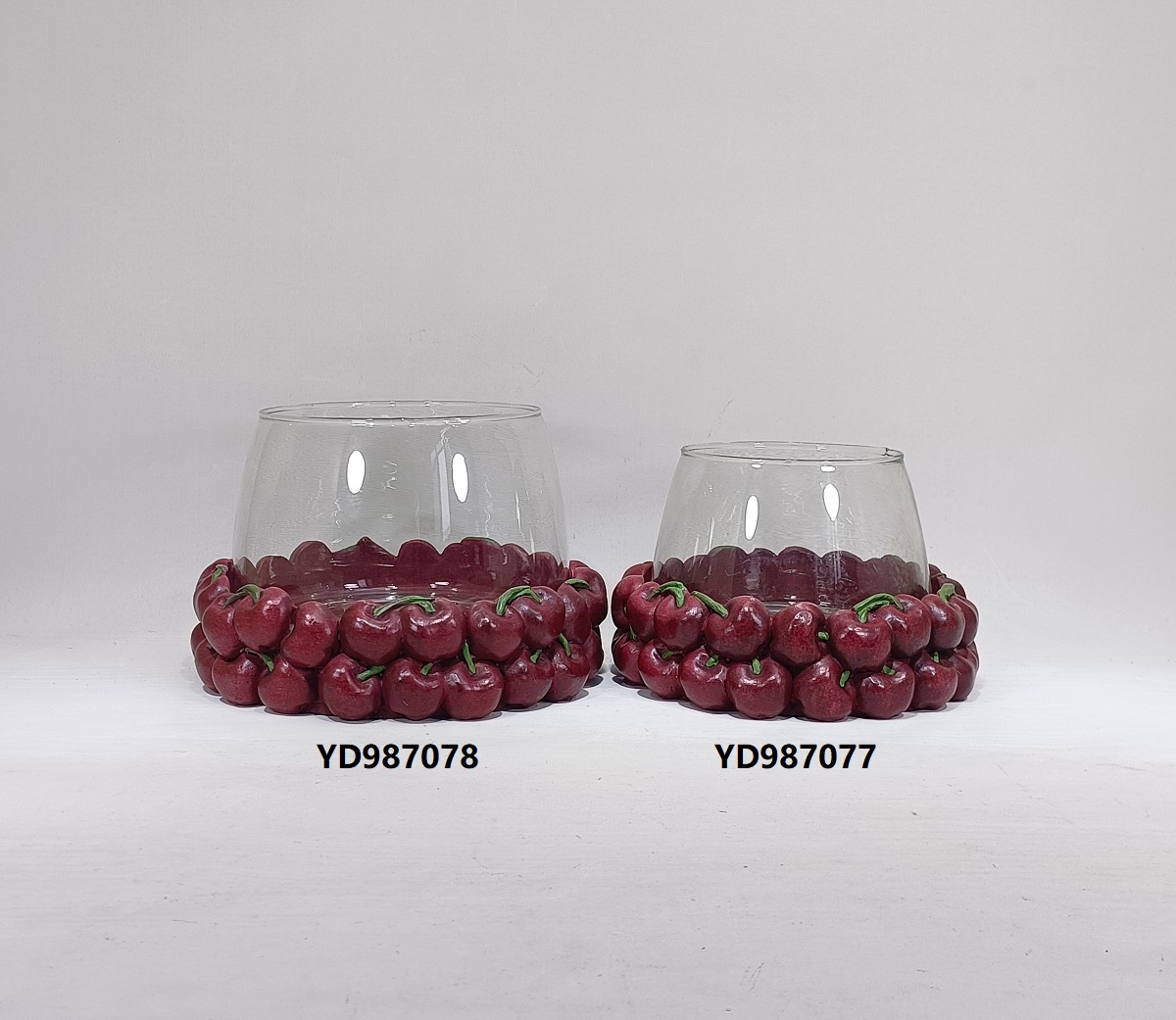 home table cement candle holder fruits design cherry shape candle holder with glass pot