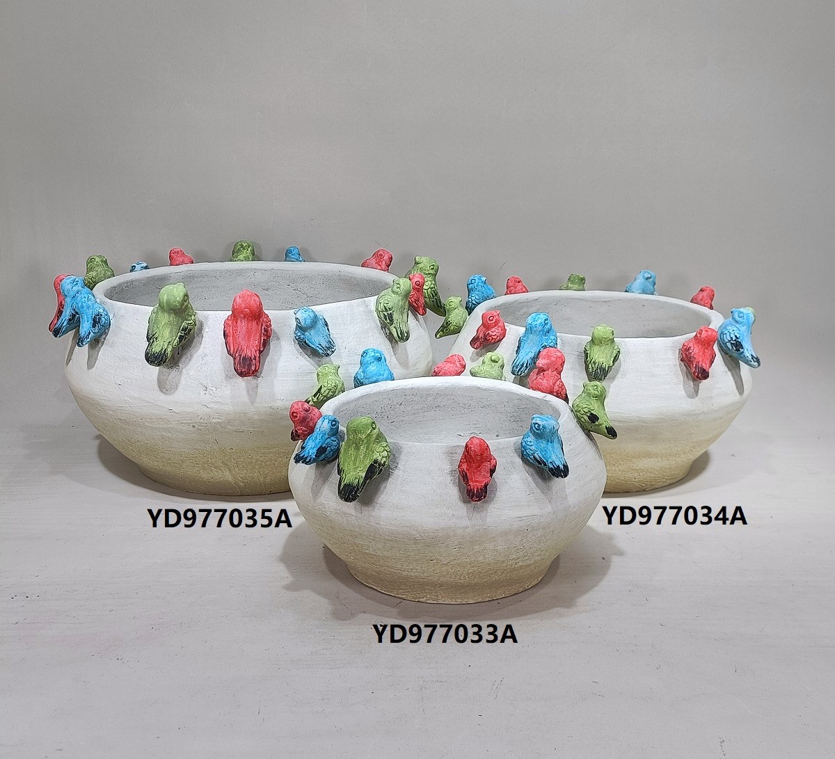 Many Birds embosses design home decorative concrete pots colorful cement flower pot for gifts