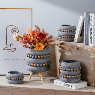 Dot embossed design luxury concrete flower pot for christmas decoration pot cement flower pot