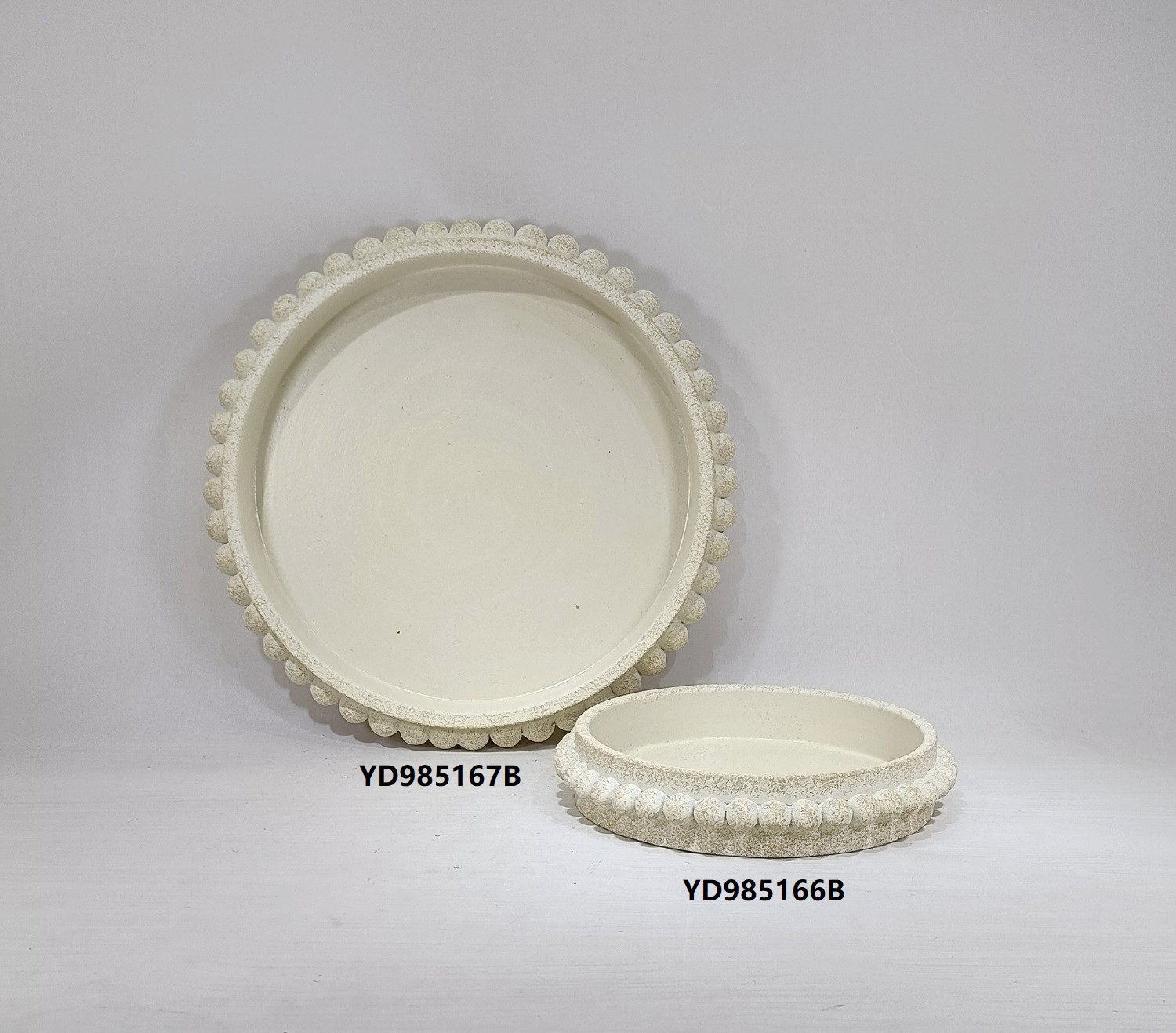 embossed design round dish plates cement decor plate for gift crafts