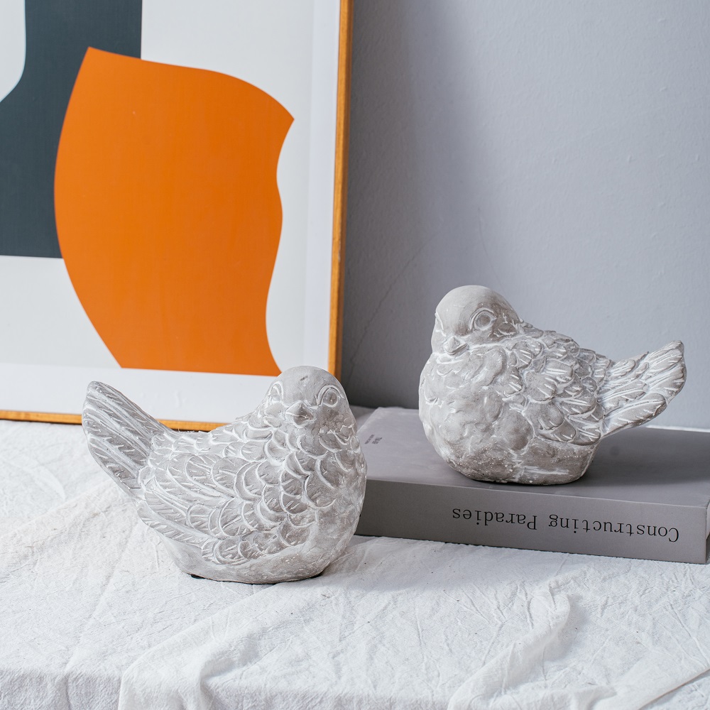 Bird design matte cement home decor animal shape decoration ornaments 