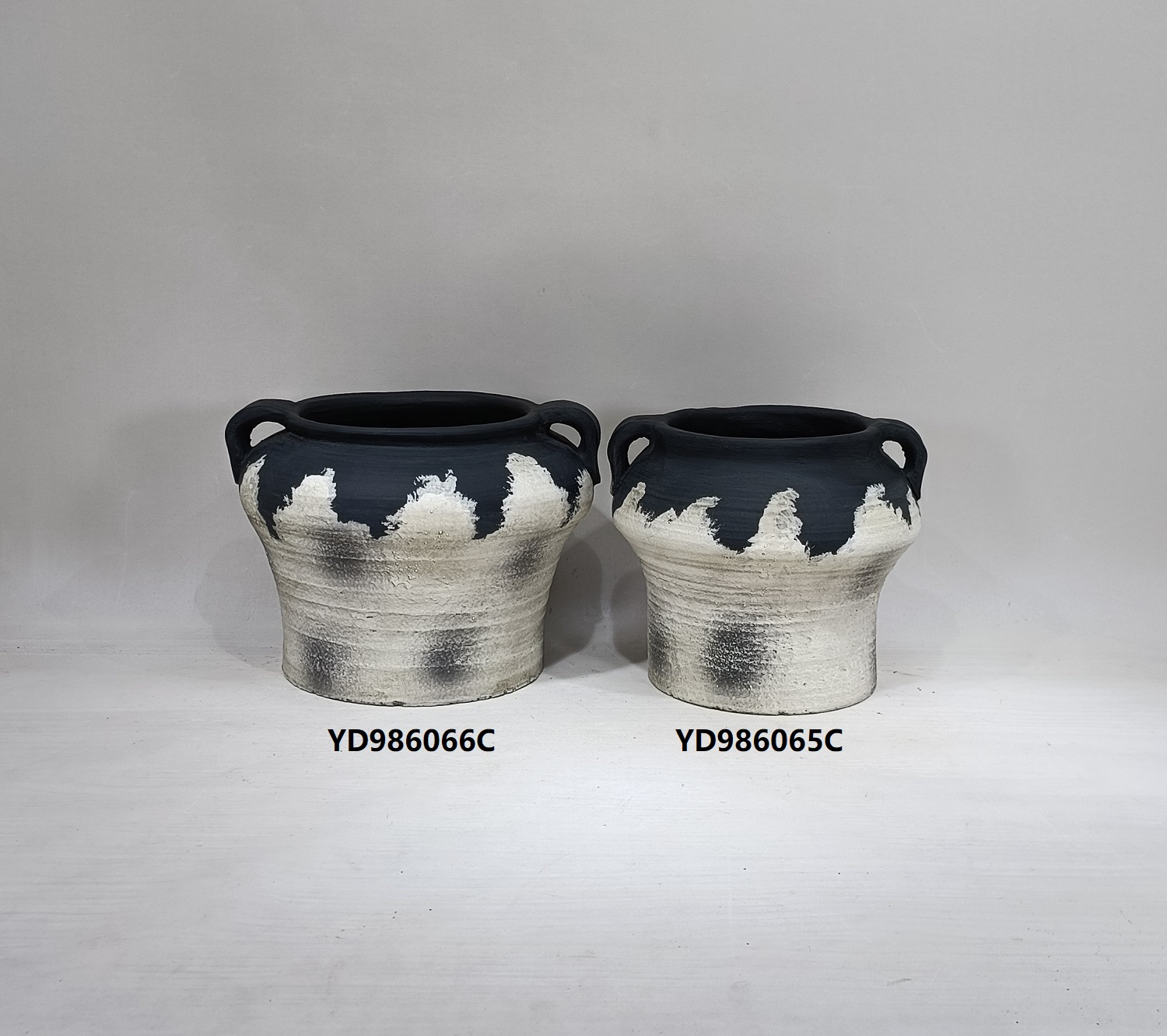 Home garden suppliers wholesale cement plant pots Matte Succulent Planters Decorative Flower Pot with Double Handles