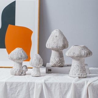 New style modern creative grey white mushroom shape matte cement home decor 