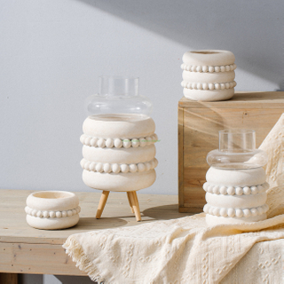 Modern Nordic White Ceramic Pot with Tray Minimalist Terracotta Herb Pot Clay Succulent Planter Pot