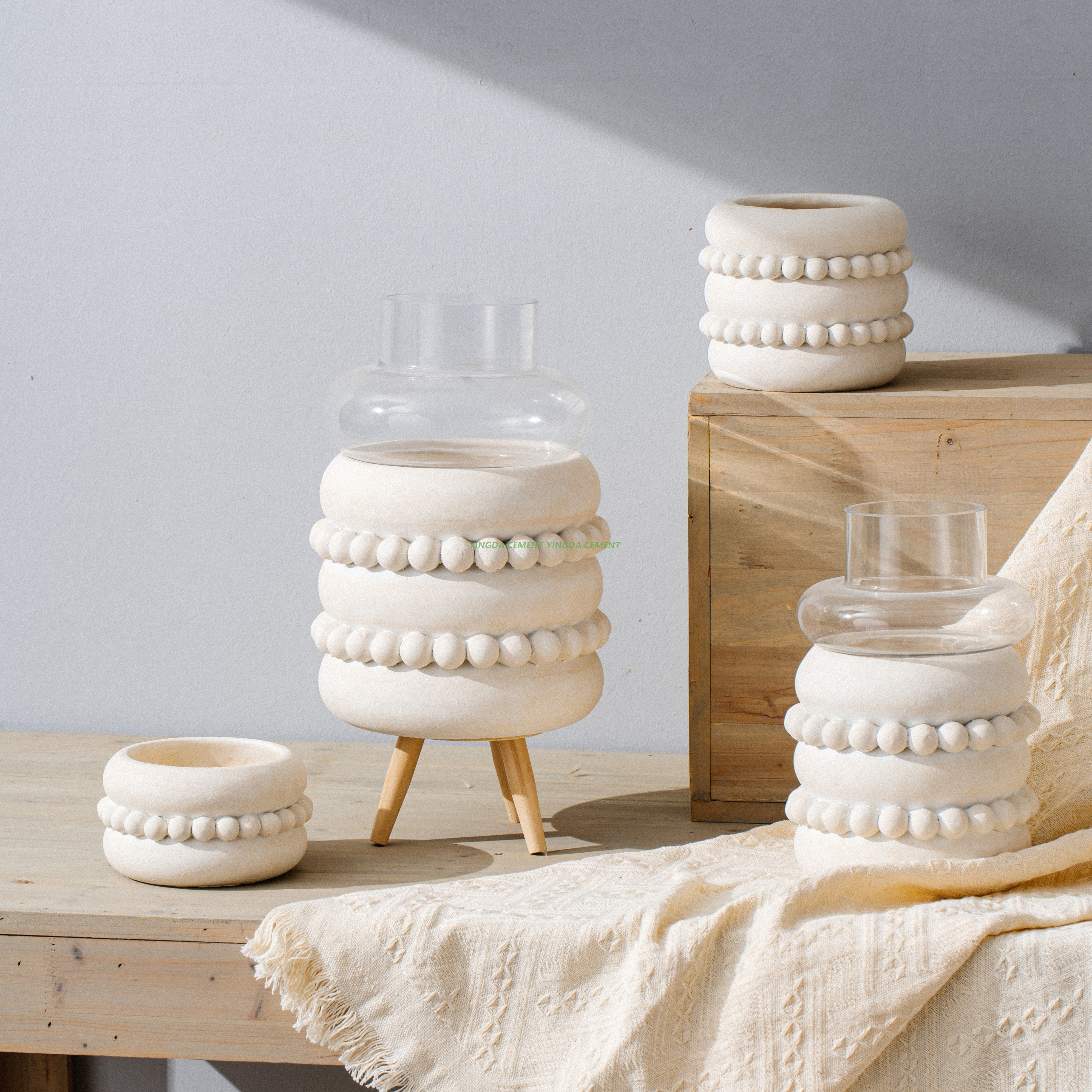 Modern Nordic White Ceramic Pot with Tray Minimalist Terracotta Herb Pot Clay Succulent Planter Pot