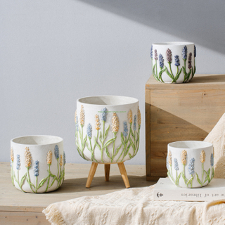 Custom Size Logo Nordic Puffed Ridge Concrete Cement Planter Plant Flower Succulent Cactus Pots