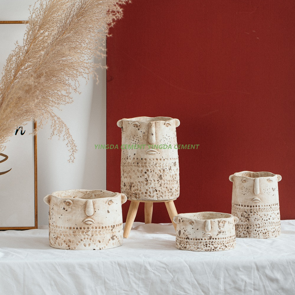 Hot Selling Product Cheap Matte Human Head Face Garden Planter Wedding Table Top Decorative Cement Plant Pot