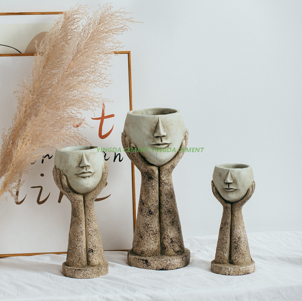 Creative Design Matte Face Flower Pot Home Decorative Cement Succulent Planter Pot