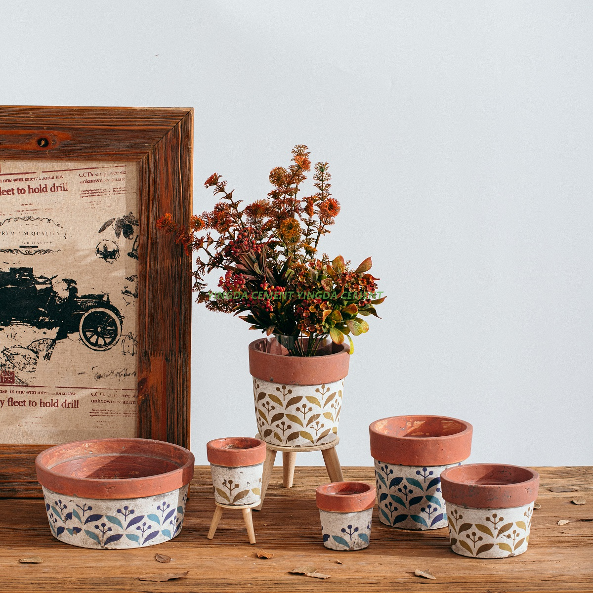 High Quality Creative Design Planter Pot Garden Decoration Rustic Cement Flower Pot for Sale