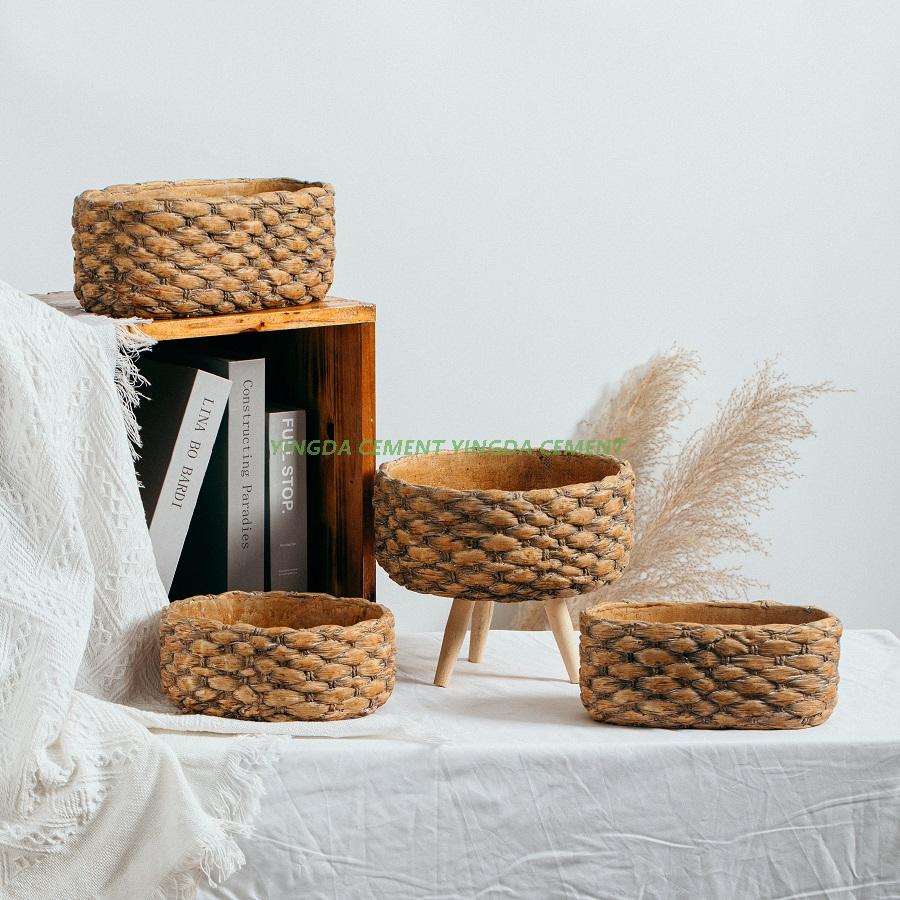 Basket Flower Pot Planter Cement Plant Pots