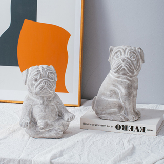 cute dog design cement home decoration animal shape cement decor ornament in Yoga looking