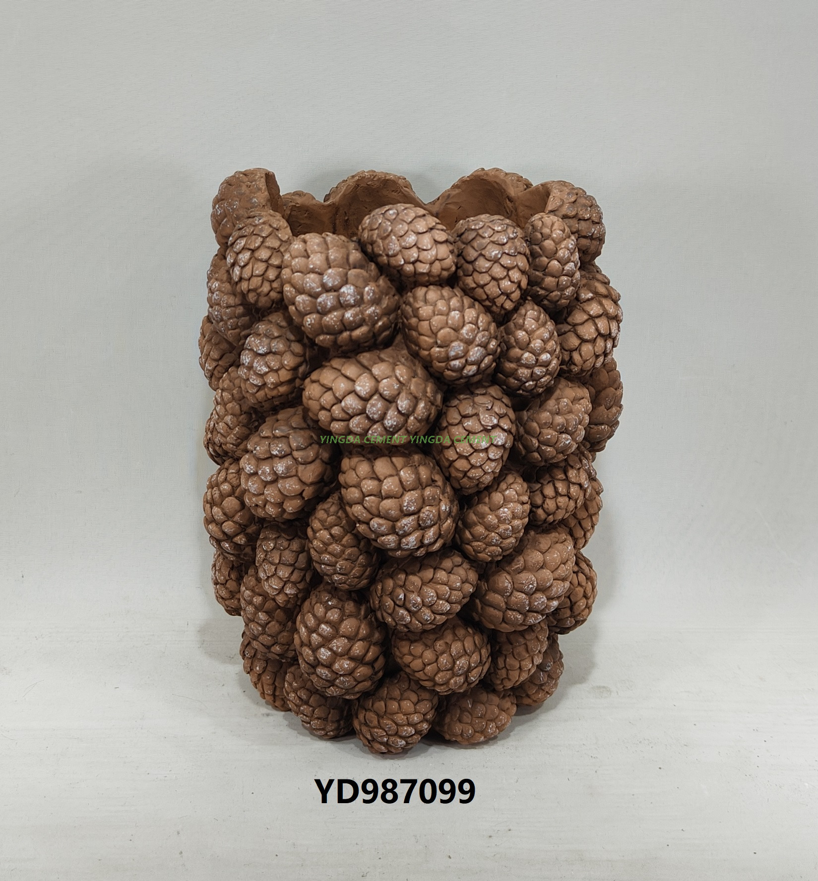 Hot Selling Creative Cement Pine-cone Design Art Sculpture Desktop Porcelain Plant Pot Cement Flower Vase for Home Decoration