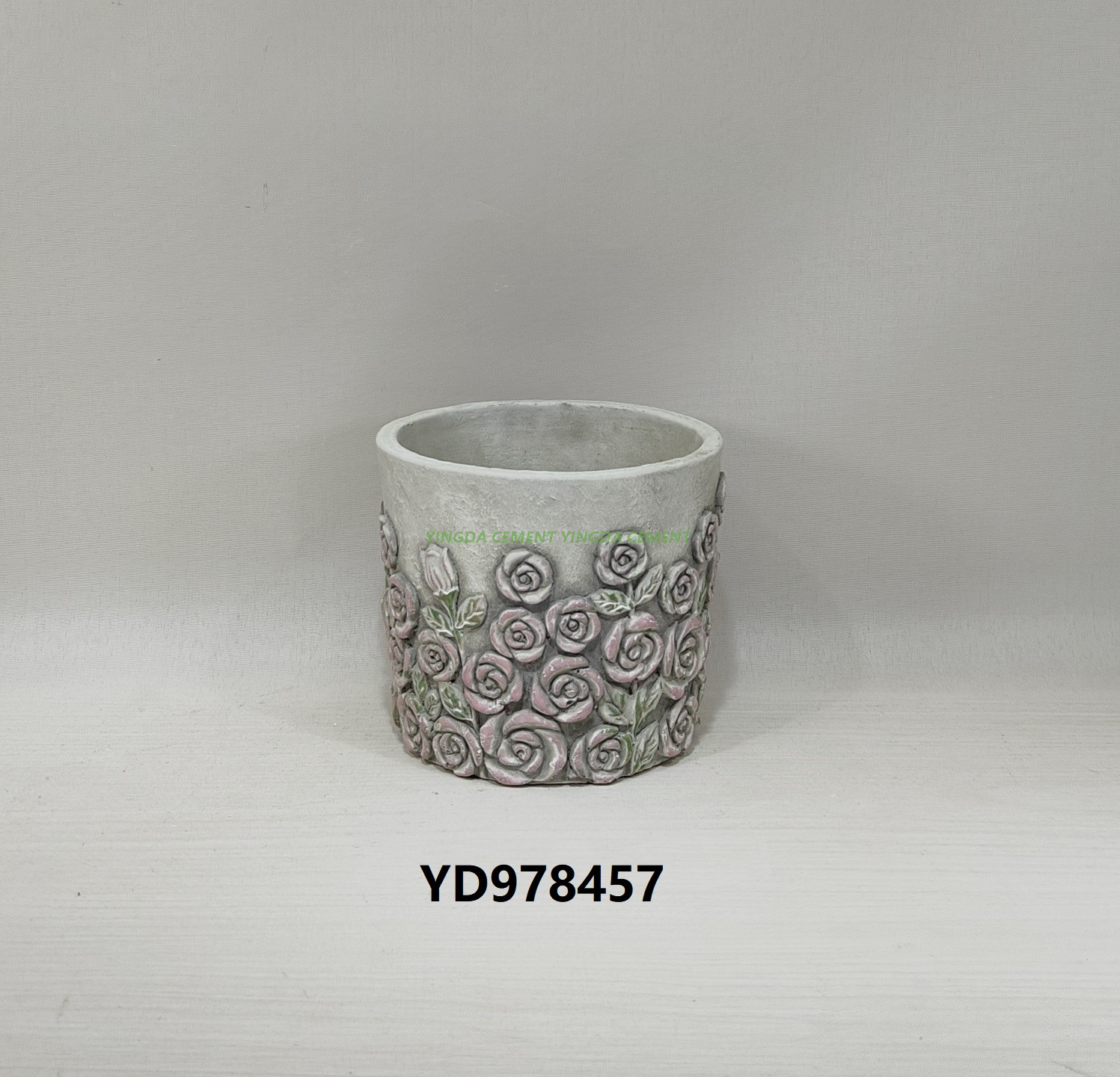 Wholesale Rose Shape Planter Garden Flower Pot Container for Sale Elegant Gray Outdoor Cement Planters