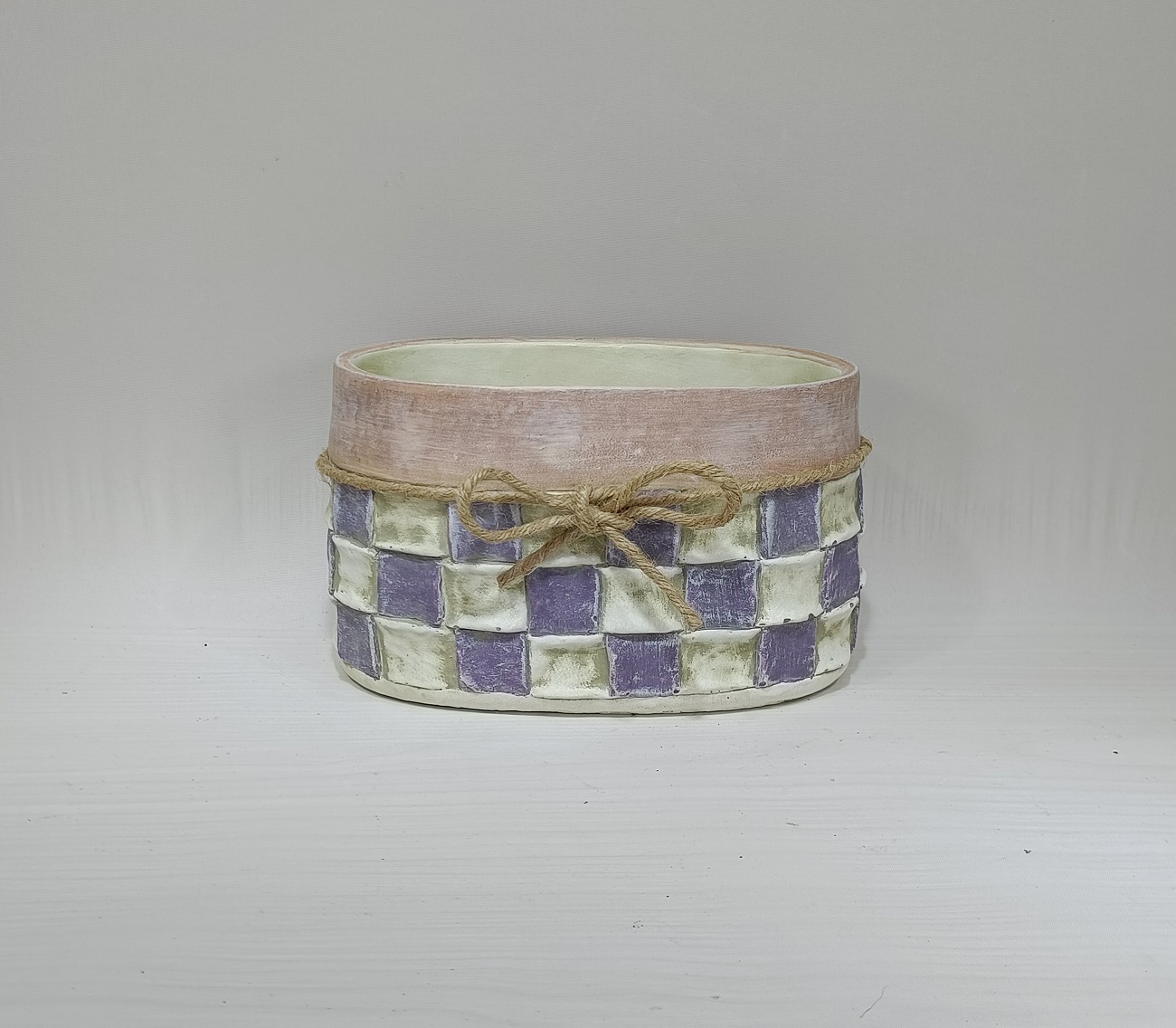 Wholesale european style check pattern garden decoration succulent plant pots indoor outdoor cement flower pots