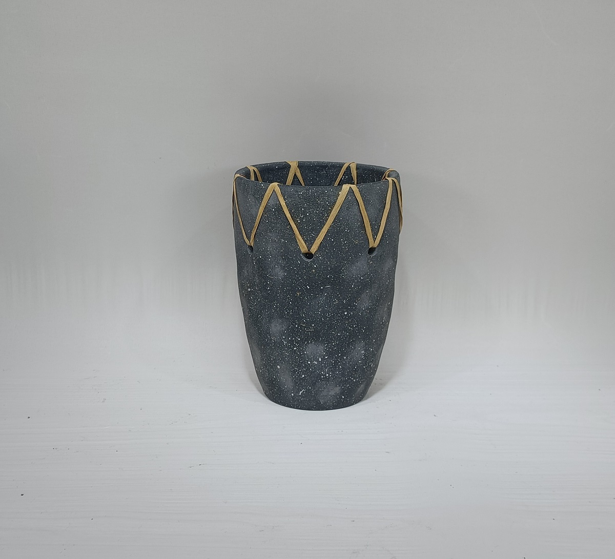 Nordic retro rustic style black matte outdoor garden tabletop cement flower vase home decor