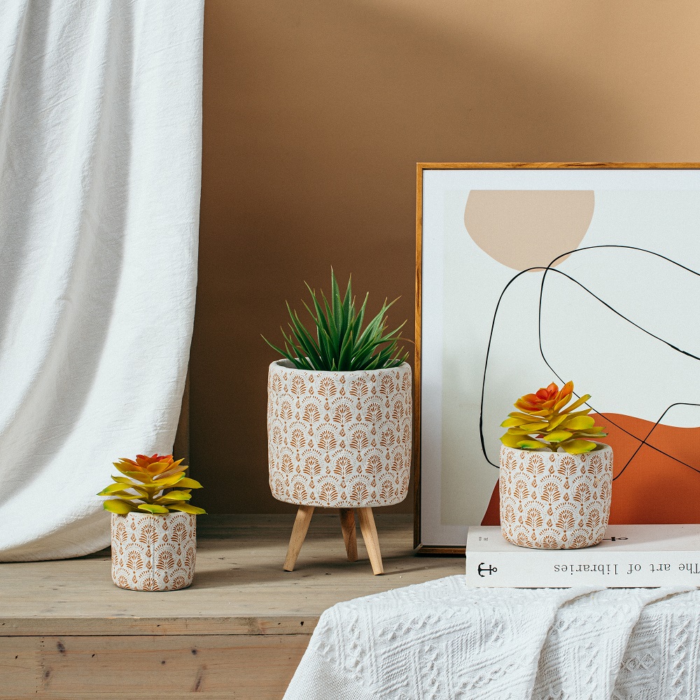 Nordic creative decal design matte modern cement flower pot balcony tabletop plant pots