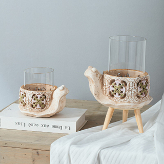 New arrival animal shape unique cement candlestick living room table decoration glass candle holder