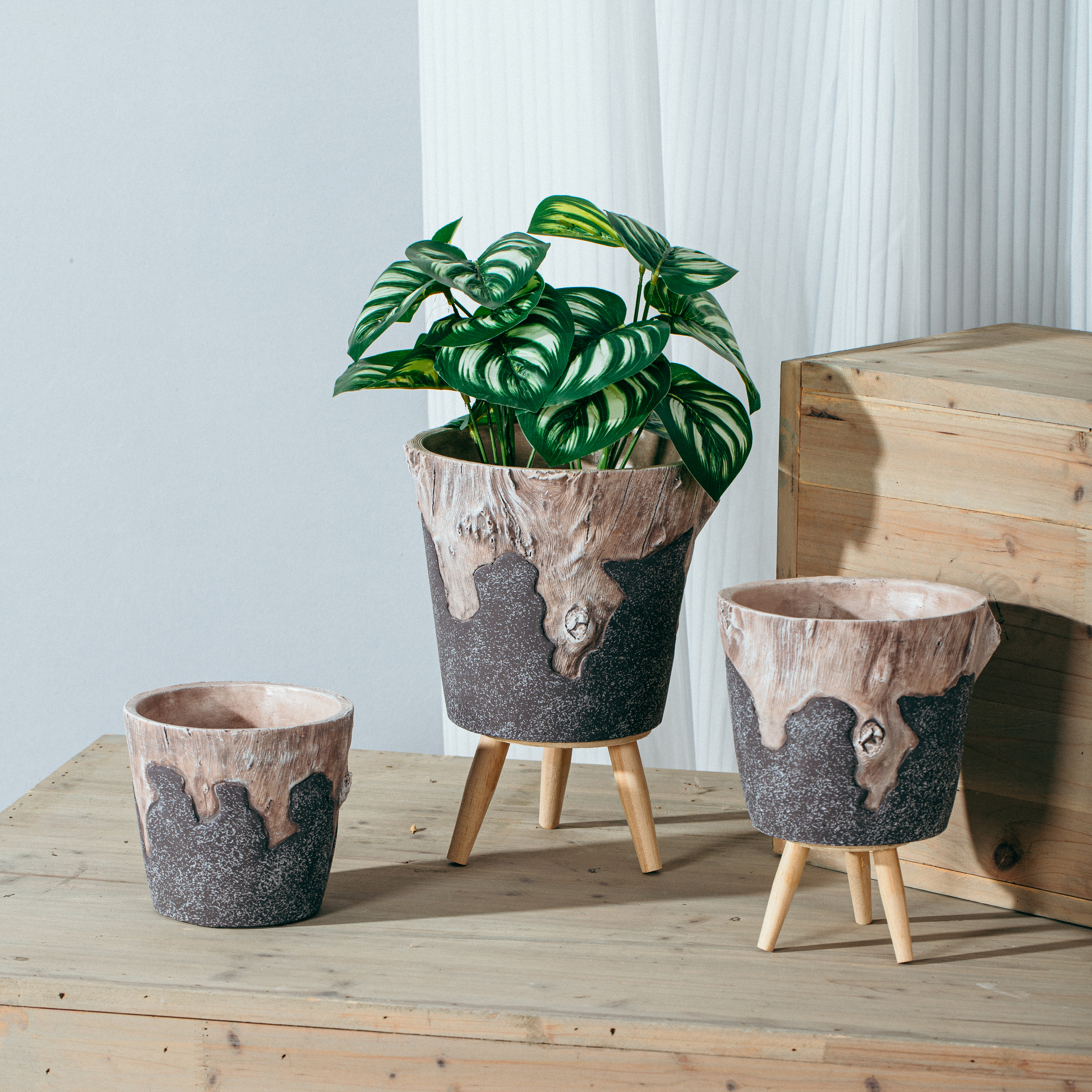 Wholesale price vintage style outdoor plant pot cement especial yard decoration concrete flower pot