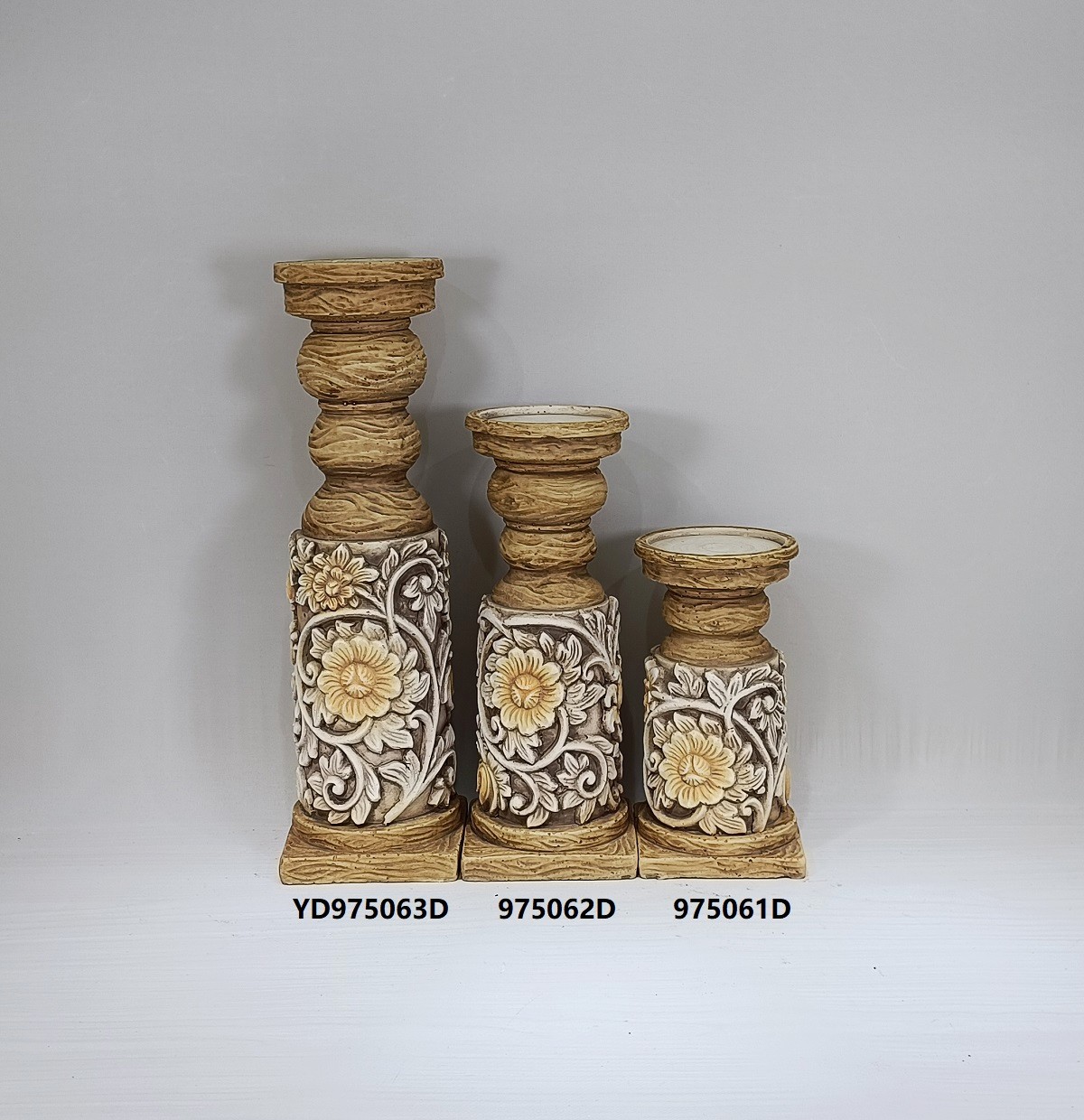 Unique design classical embossed tall candle stick cement home decoration items candle holder