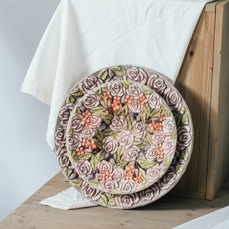 Wholesale hot selling creative nordic flower custom retro cement plate wedding living room home decor