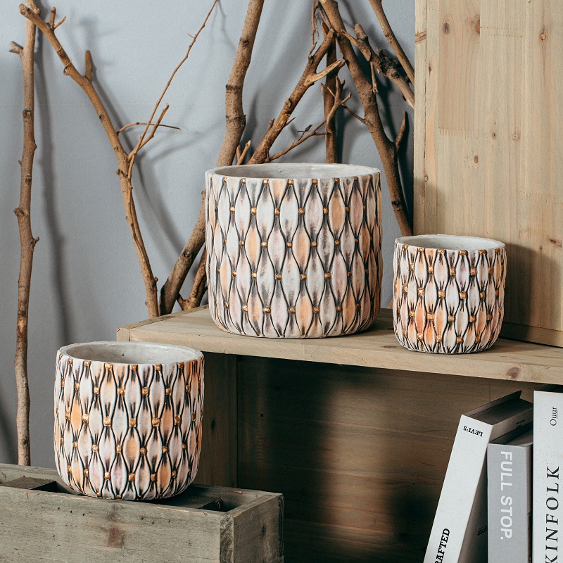 New design creative cement indoor flower pot and planters cylinder shape macetas garden tabletop decoration plant pots